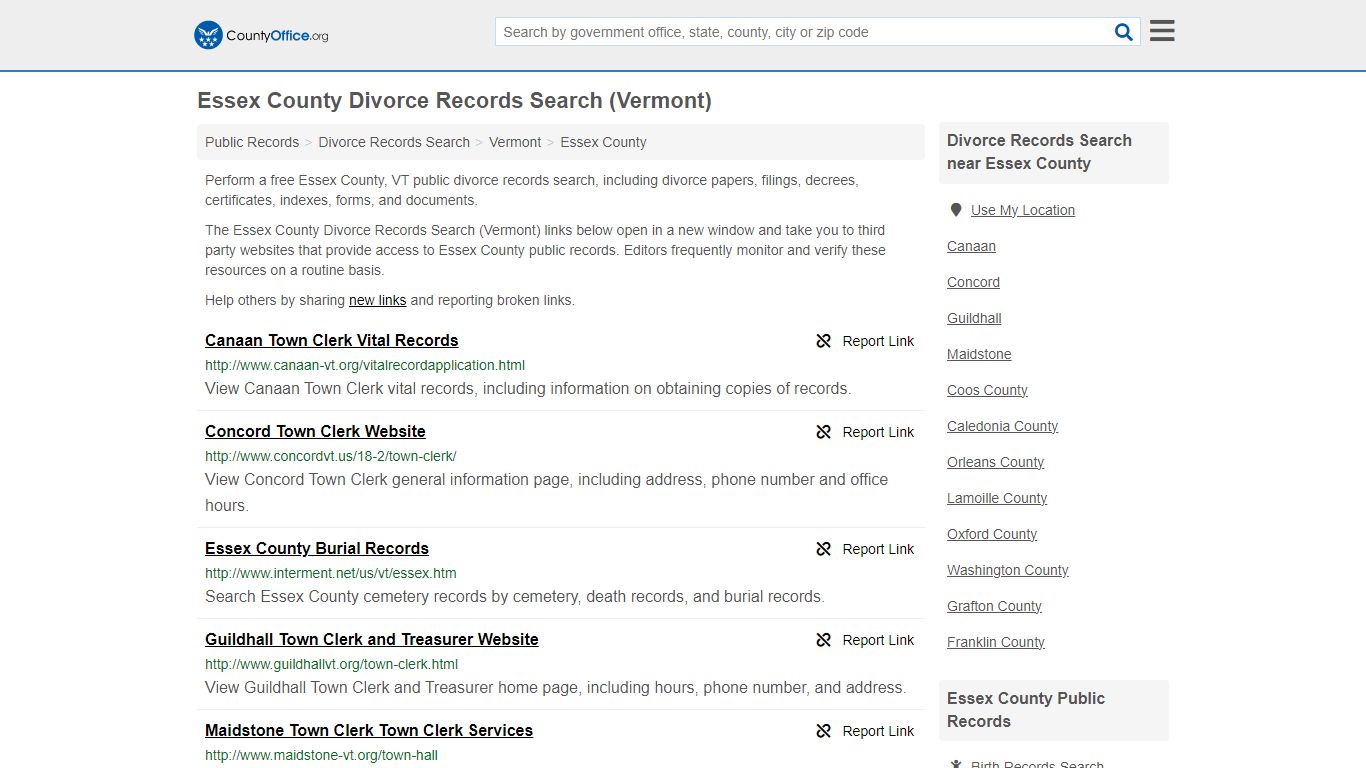 Divorce Records Search - Essex County, VT (Divorce Certificates & Decrees)